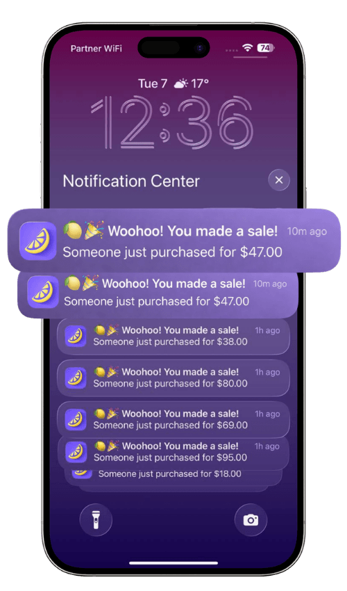 Instant alerts on every sale